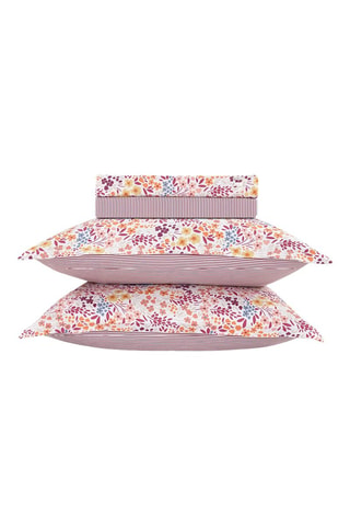 Parure de draps en satin de coton 80 fils/cm² Fleurs des champs -   Bordeaux