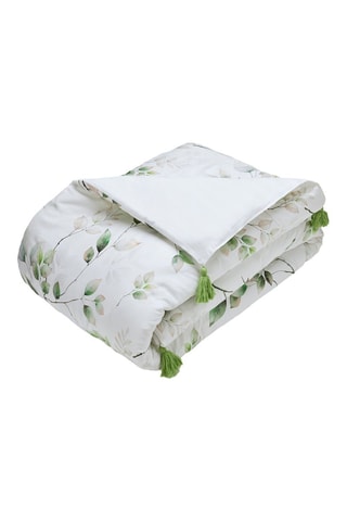 Edredon en satin de coton Petit Bosquet - Blanc et vert