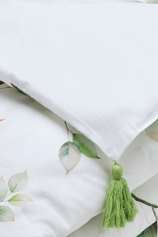 Edredon en satin de coton Petit Bosquet - Blanc et vert