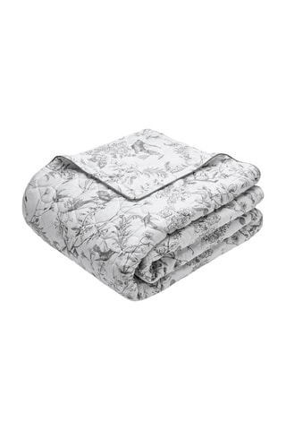 Couvre-lit XL en satin de coton 80 fils/cm² Jardin du colibri - Noir et blanc