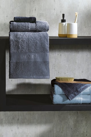 2 serviettes de toilette - Bleu-gris - 50 x 100 cm