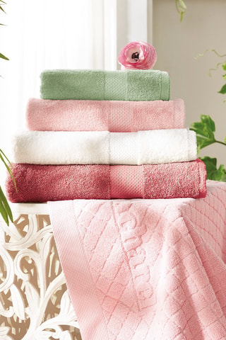 2 draps de douche - Rose saumon - 70 x 140 cm