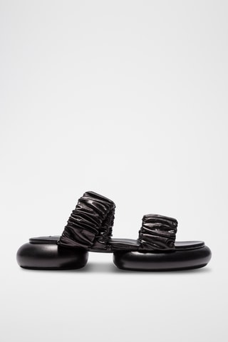 Sandales plateformes en cuir de veau - Noir