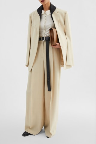 Pantalon taille haute - Beige