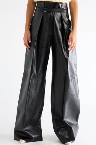 Pantalon en cuir d'agneau - Noir