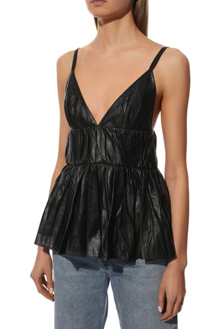 Top en cuir - Noir