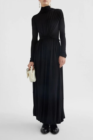 Robe drapée en soie - Noir