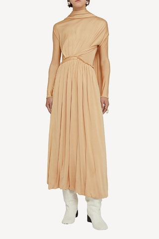 Robe drapée en soie - Saumon