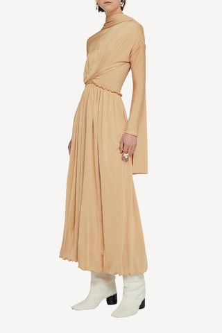 Robe drapée en soie - Saumon