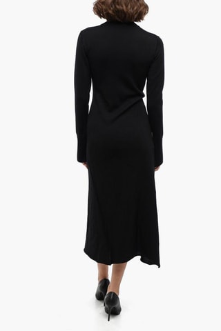 Robe droite en laine vierge - Noir