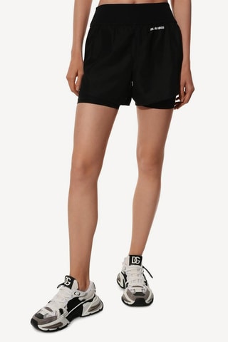 Short 2-en-1 taille haute - Noir