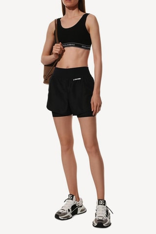Short 2-en-1 taille haute - Noir