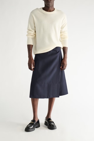 Jupe portefeuille en laine - Bleu marine