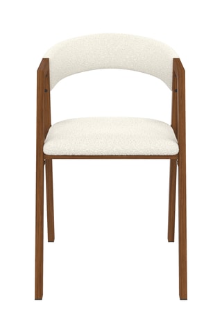 4 fauteuils Enola - Blanc et marron - Tissu bouclette