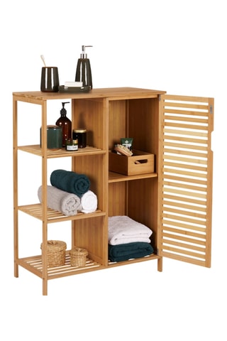 Meuble salle de bain 1 porte Maya - Structure en bambou - 66 x 33 x 87 cm