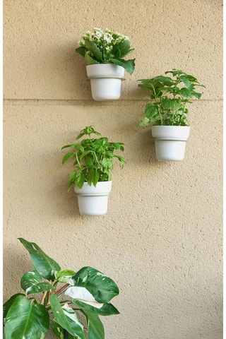 3 pots à fleurs en farine de bambou - 13,5 x 14 x 16 cm - Gris clair
