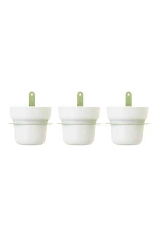 3 pots à fleurs en farine de bambou - 13,5 x 14 x 16 cm - Gris clair
