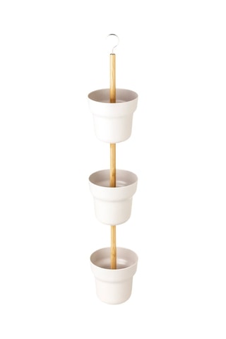 Jardinière suspendue en bambou et farine de bambou - 13 x 13 x 73 cm - Blanc