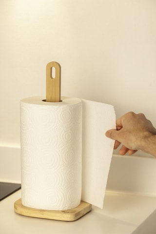 Porte essuie-tout en bambou - 15,5 x 15,5 x 31,5 cm