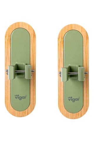 2 porte-bouteilles mural en bambou - 5 x 12,5 x 15 cm - Marron et vert