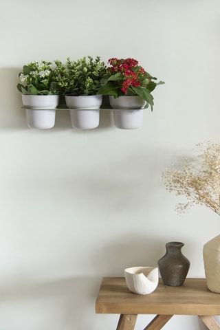 Jardinière murale en farine de bambou - 43 x 16 x 15 cm - Gris clair et vert clair