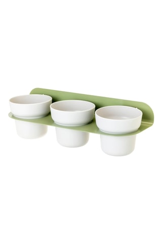 Jardinière murale en farine de bambou - 43 x 16 x 15 cm - Gris clair et vert clair