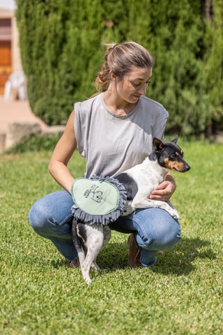 Moufle anti-poils pour chien et chat - Vert d’eau et gris foncé