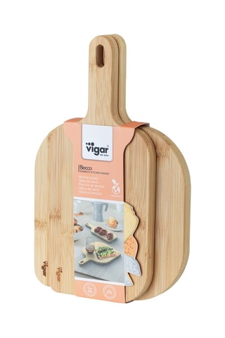 2 plateaux de service en bambou - 30 x 20 x 3 cm