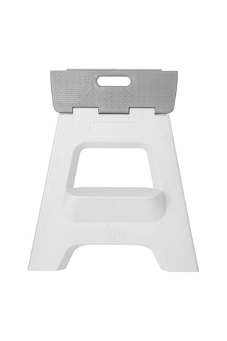Tabouret pliable 2 marches 40 cm - Blanc et gris