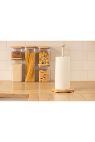 Porte essuie-tout en bambou - 15,5 x 15,5 x 32,5 cm