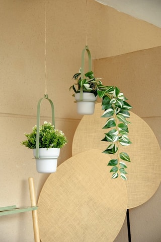 2 pots à plante en farine de bambou - 16 x 13,5 x 100 cm - Vert et gris