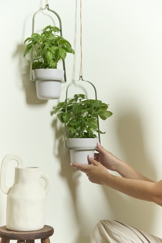 2 pots à plante en farine de bambou - 16 x 13,5 x 100 cm - Vert et gris
