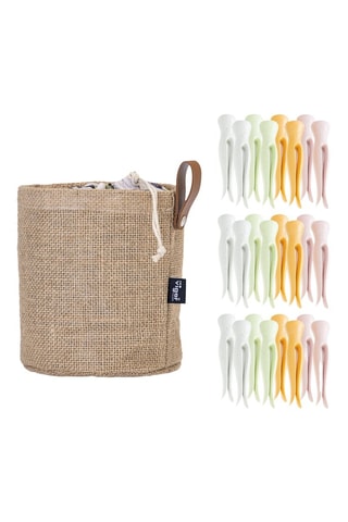 Panier et 24 pinces à linge - Beige