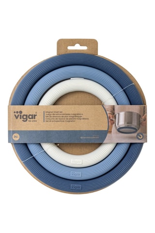 3 dessous de plat magnétiques en silicone - Bleu et gris