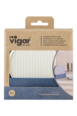 6 sous-verres en silicone - Bleu et gris