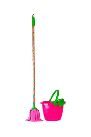 Seau et serpillère pour enfant - 24,5 x 19,5 x 98 cm