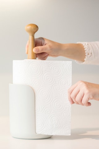 Porte-rouleaux de cuisine en bambou - 14,4 x 14,4 x 36,1 cm