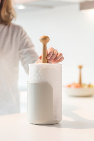 Porte-rouleaux de cuisine en bambou - 14,4 x 14,4 x 36,1 cm