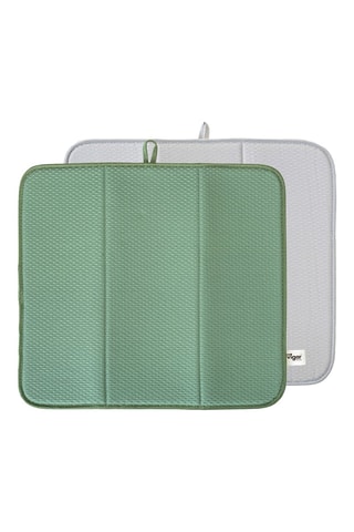 2 tapis de séchage de vaisselle - Gris et vert
