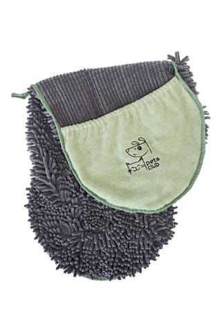 Serviette pour chien - Vert d’eau et gris foncé