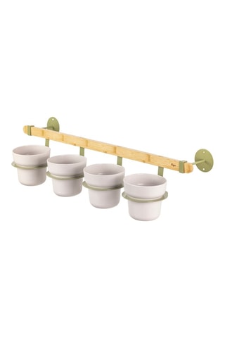 Jardinière murale en bambou et farine de bambou - 75 x 25 x 19 cm - Gris clair et vert clair