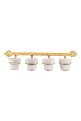 Jardinière murale en bambou et farine de bambou - 75 x 25 x 19 cm - Gris clair et vert clair