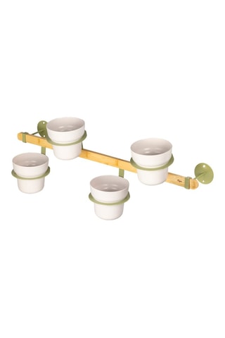 Jardinière murale en bambou et farine de bambou - 75 x 25 x 19 cm - Gris clair et vert clair