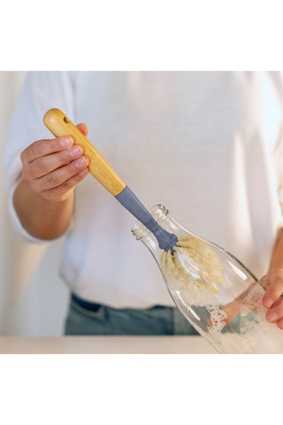 Brosse de nettoyage de bouteilles et verres en bambou