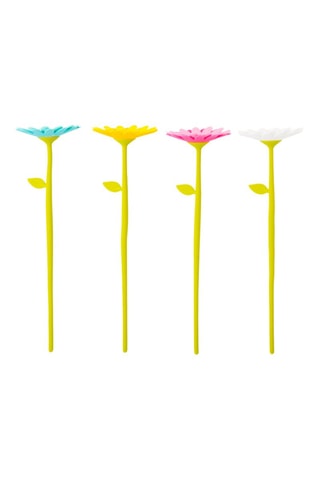 4 fleurs flexibles en silicone - Vert et jaune