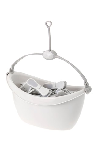 Panier et 18 pinces à linge - Gris clair