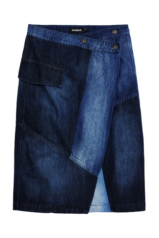 Jupe portefeuille en jean - Bleu foncé