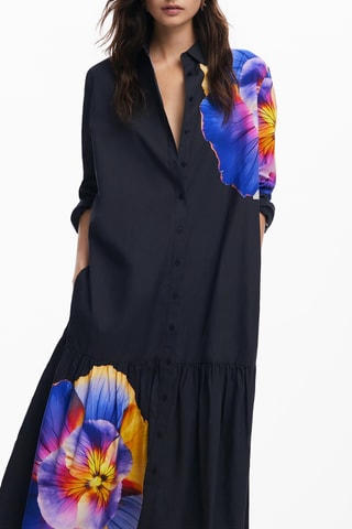 Robe chemise - Noir et violet