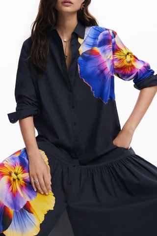 Robe chemise - Noir et violet