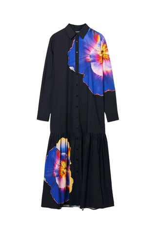 Robe chemise - Noir et violet